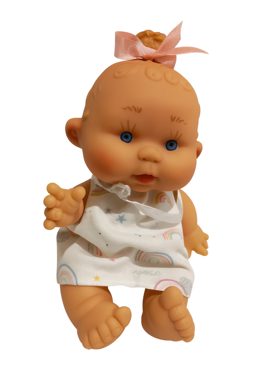 Papusa Parfumata Crem cu Imprimeu Curcubeu - 21 cm - 0494 - Nines