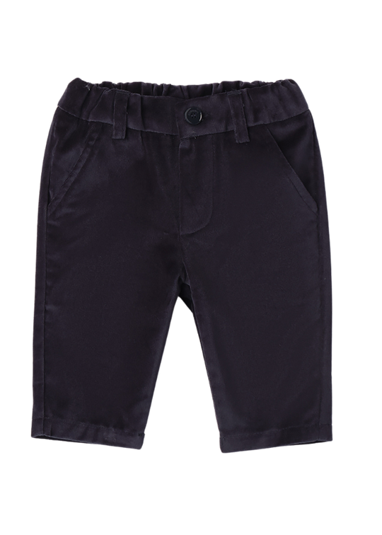 Navy Blue Velvet Long Pants 3A620.00 Mini band