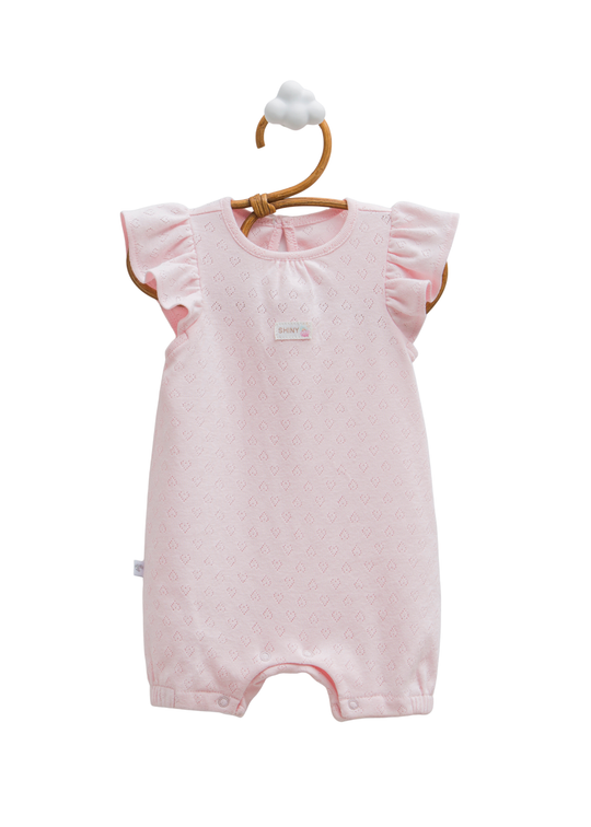 Salopeta Scurta Roz Bumbac Perforat Hello Girl TK2383 Mell Sweet Baby
