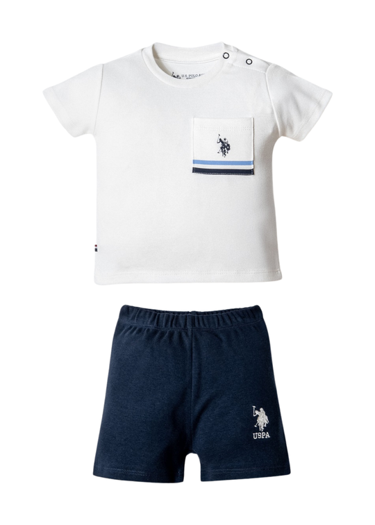 2-Piece Set White T-Shirt and Navy Blue Shorts USB2867 V3 Us Polo Assn