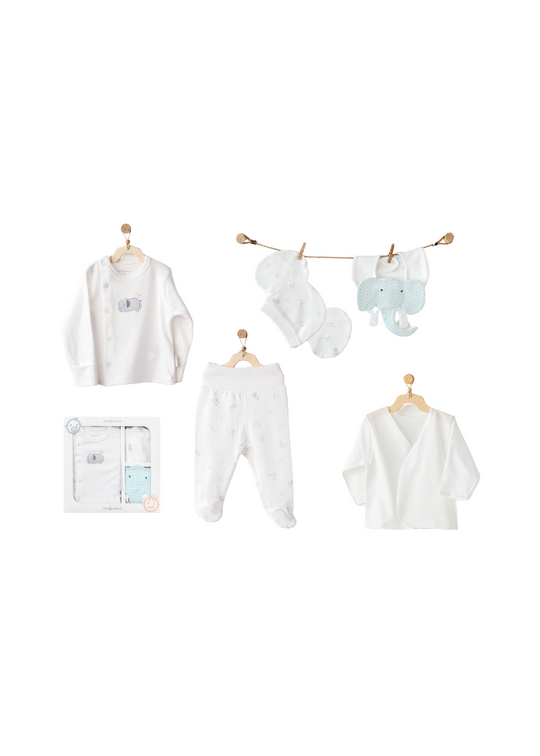 5 Piece Newborn Set Cream with Elephant AC25260 Andywawa