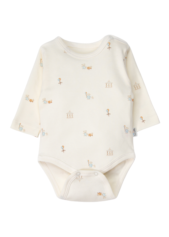 Body cu Maneca Lunga cu Imprimeu Ursuleti si Baloane Crem T4375 – Bebetto