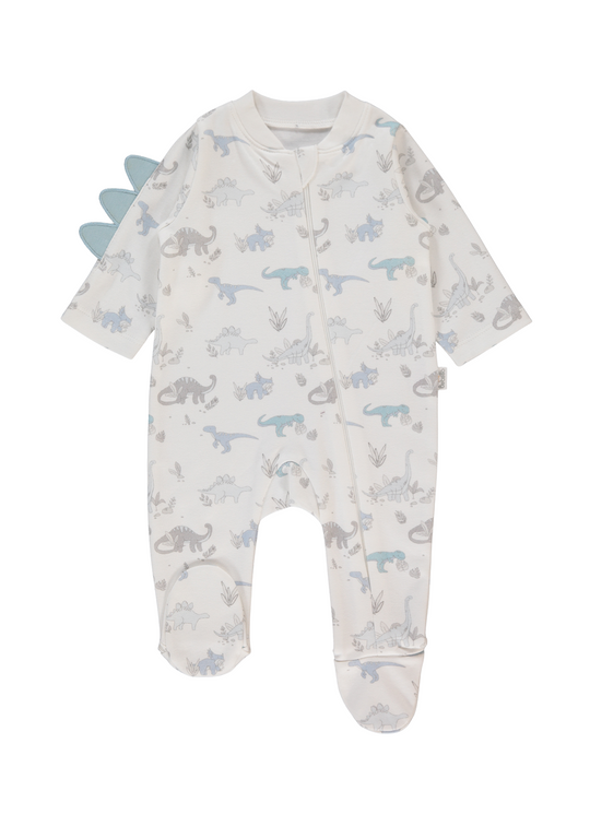 Salopeta Lunga Crem cu Dinozauri cu Fermoar Me and Dudes T3966 Bebetto