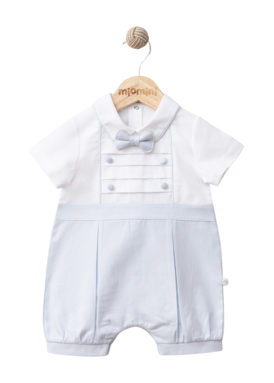 Salopeta Scurta Alb cu Bleu cu Papion 4334 MyMio