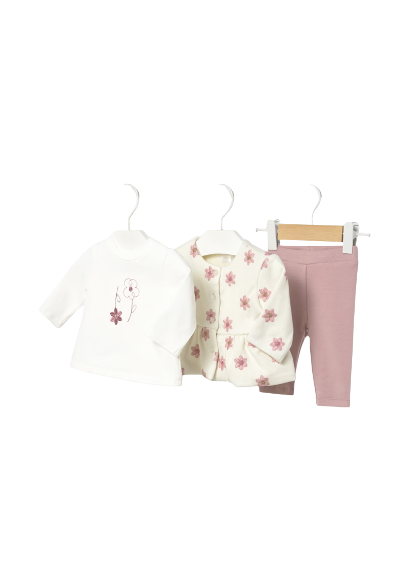 Set 3 Piese Jacheta Roz cu Flori Colanti si Bluza 2733 Mayoral