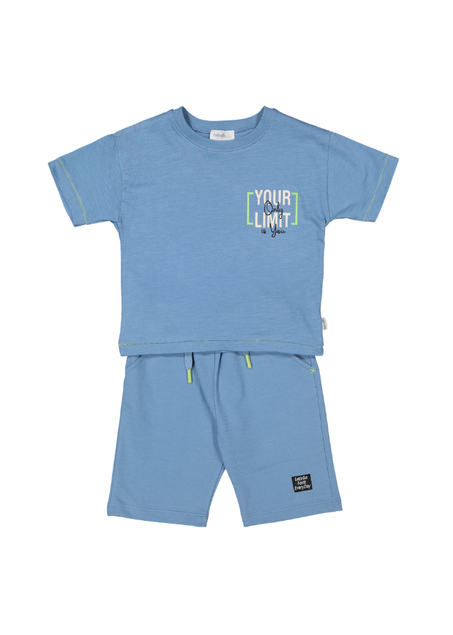 Set 2 Piese Tricou si Pantaloni Scurti Blue Lest Go K4841 Bebetto