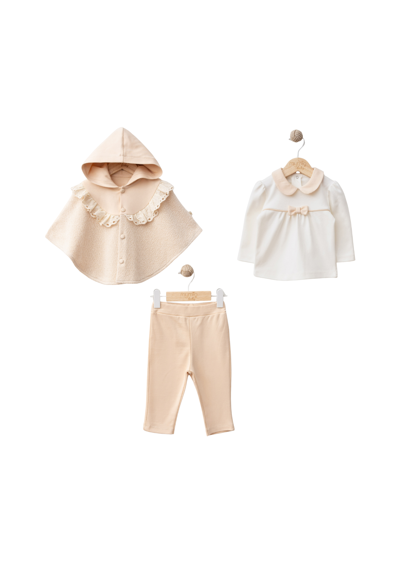 Set 3 Piese Somon Pelerina Pantaloni Lungi si Bluza 4365 MyMio