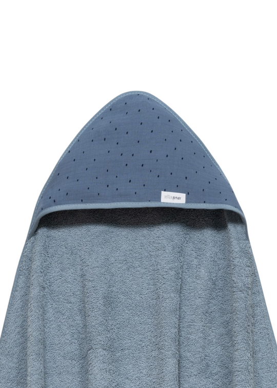 Muslin Hooded Towel 100x100 cm+White-Blue Bib 01244-59 Don Algodon