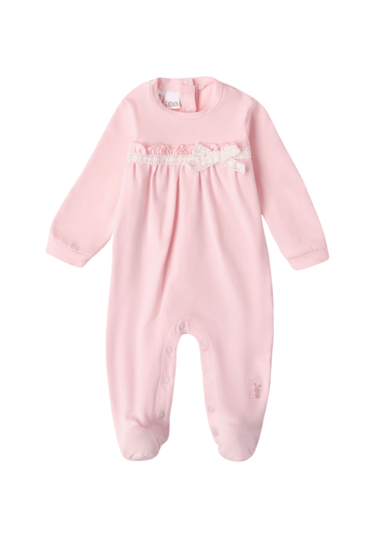 Довгий рожевий комбінезон з мереживом на грудях 8153 iDO