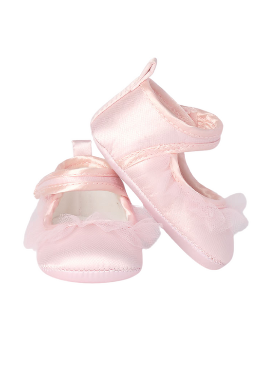 Elegant Pink Satin Booties with Tulle 8341 Miniband