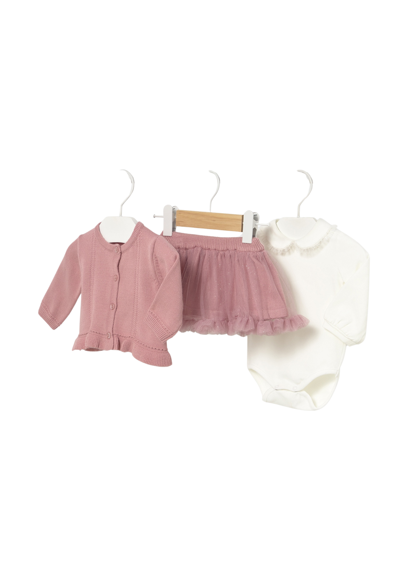 Set 3 Piese Roz Pudra Cardigan Tutu cu Sclipici si Body Crem 2830 Mayoral