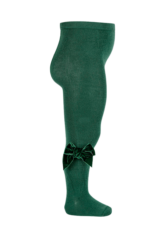 Green Cotton and Nylon Tights with Velvet Bow 24891 Condor