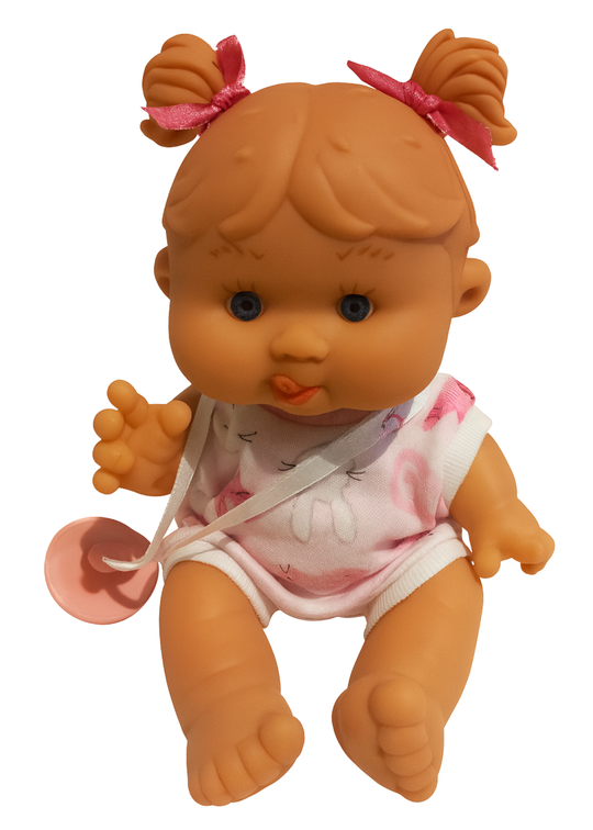 Papusa Parfumata cu Salopeta Roz Imprimeu Iepurasi - 21 cm - 0494 - Nines