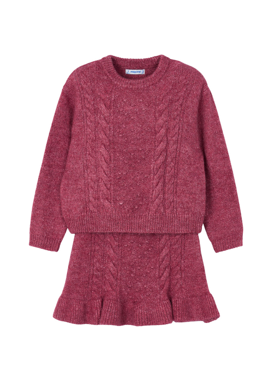 2 Piece Knitted Set Blouse and Skirt Cherry Red 4934 Mayoral