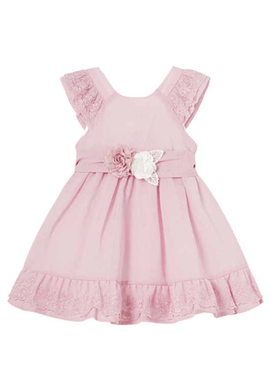 Rochie Ceremonie Roz cu Cordon in Talie si Flori 1903 Mayoral