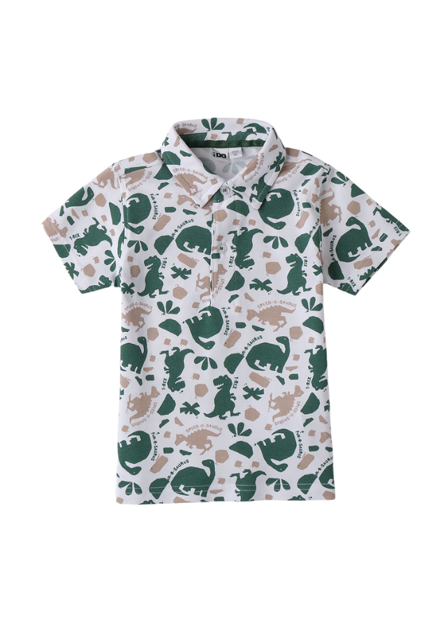 Tricou Alb cu Imprimeu Dinozauri Verzi 4.B453/00 iDO