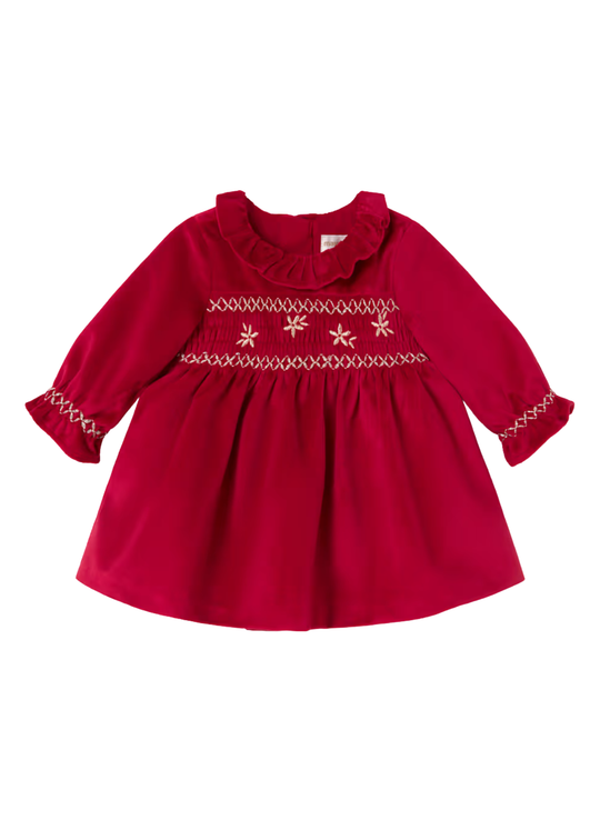 Rochie Eleganta din Catifea Rosie cu Guler Rotund si Maneci Lungi pentru Fetite 2807 – Mayoral