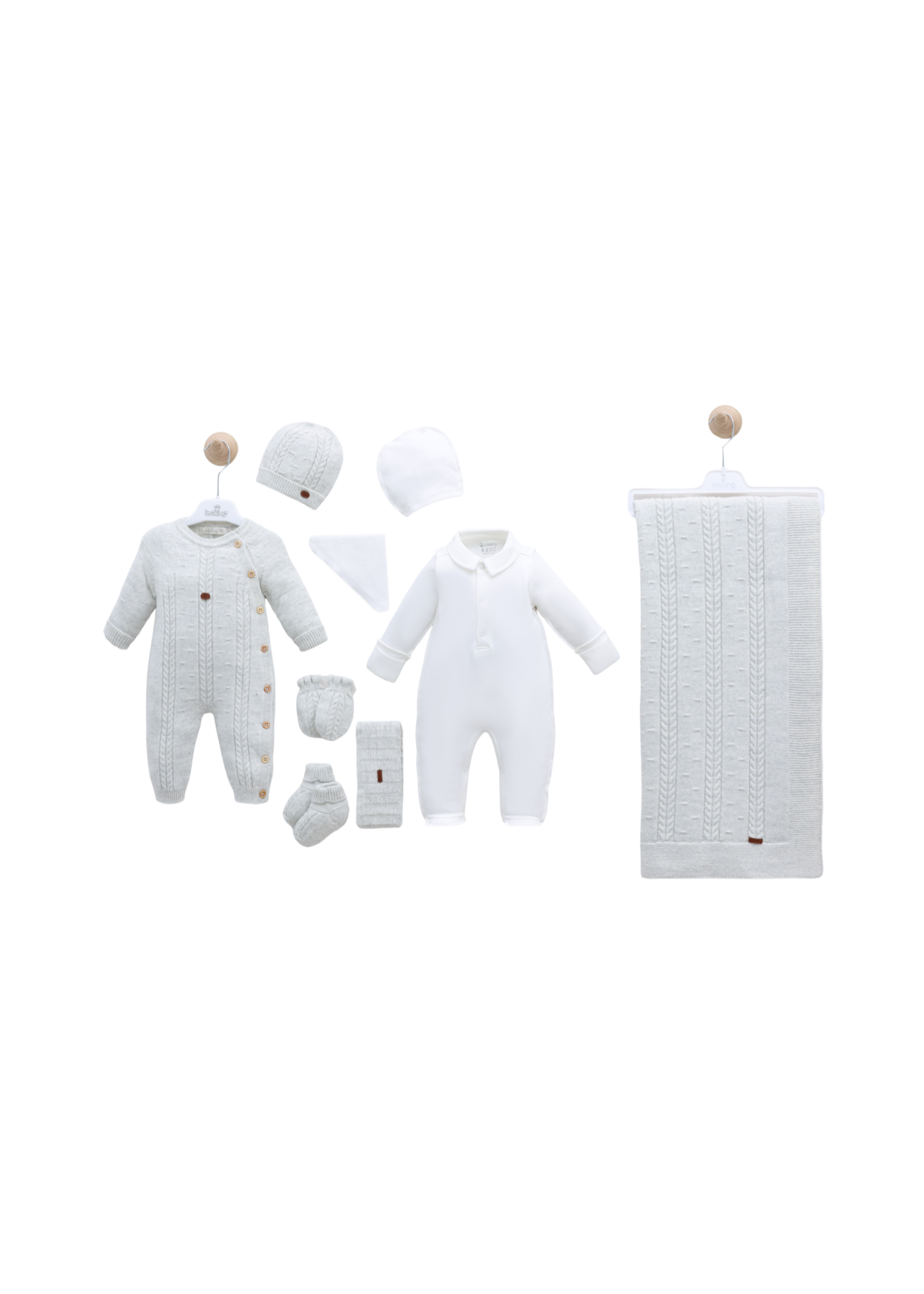 Set Maternitate Gri 9 Piese cu Lana Merinos 3450 Leo King