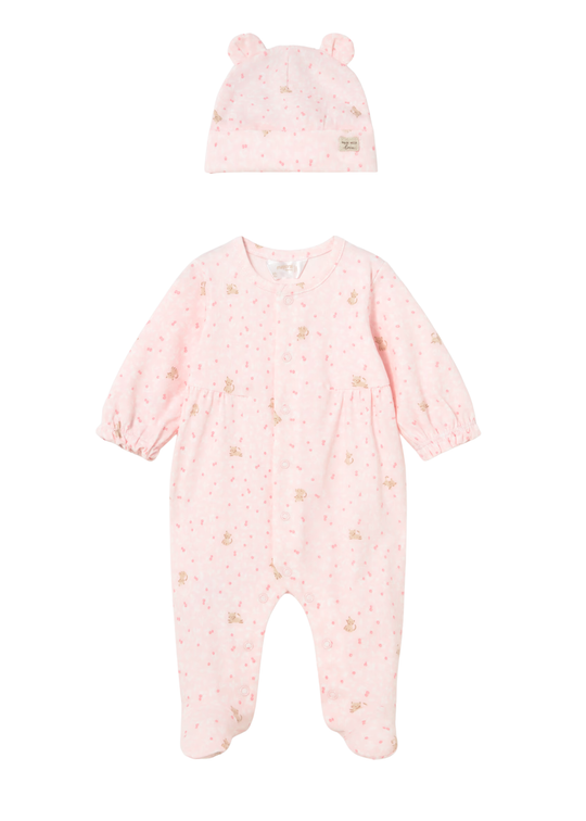 Set of 2 Overalls, White with Pink with Rabbits 1706 Mayoral