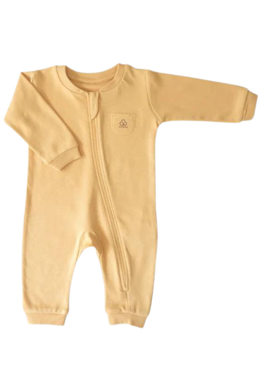 Salopeta Lunga din Bumbac Organic Bej cu Fermoar S08254 Kitikate