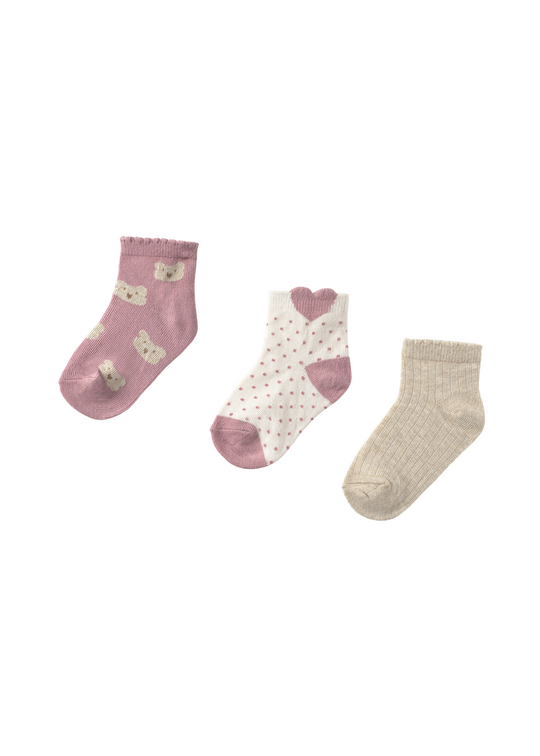 Set 3 Sosete Rosu cu Bej 10012 Mayoral