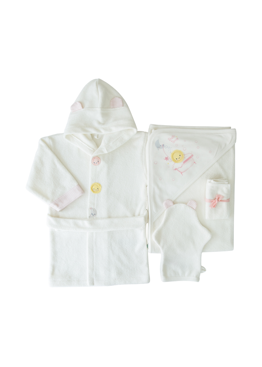 Set pentru Baita cu Halat si Prosop Alb cu Roz Organic Dreams S26319 KitiKate