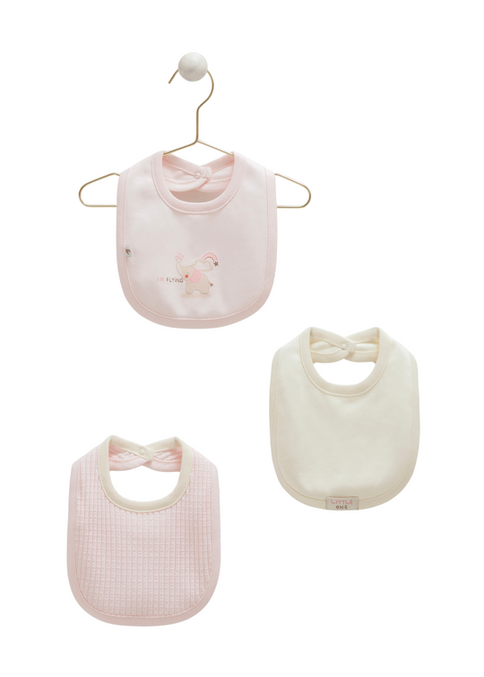 Set 3 Bavete Bumbac Roz cu Elefant ONU1596 Mell Sweet Baby