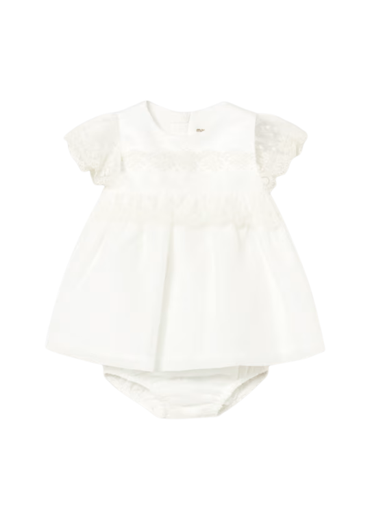 Rochie Crem cu Maneca Scurta din Dantela si Chilotel 1883 Mayoral