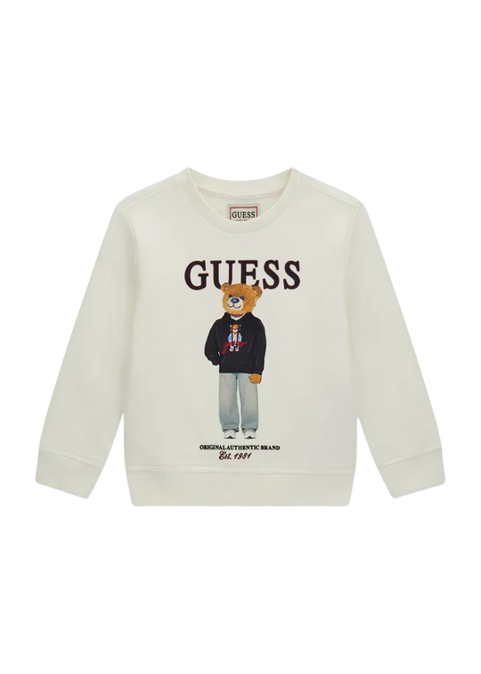 Bluza Sport din Bumbac cu Maneca Lunga Crem pentru Baieti N6YQ05 – Guess