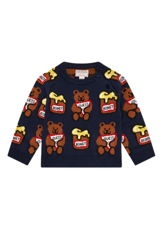 Pulover Baieti Bleumarin din Bumbac cu Maneca Lunga – Guess