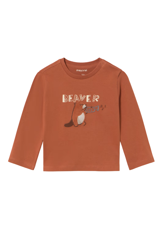 Tricou Caramiziu cu Maneca Lunga si Model Castor Brodat 2010 – Mayoral