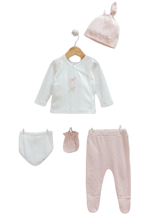 Set of 5 Cream with Pink Horsehair 9851 Mell Sweet Baby