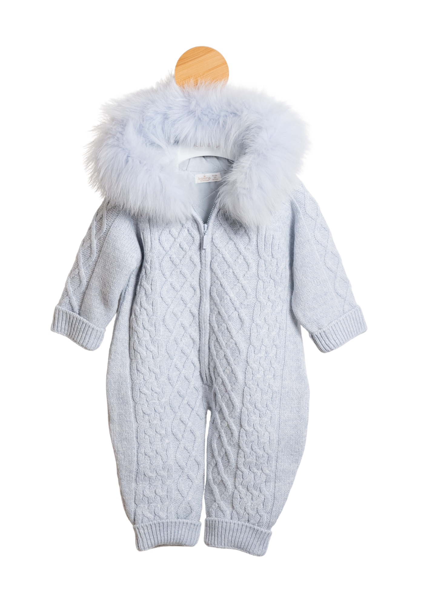 Combinezon Bleu cu Lana Merinos cu Blana la Guler si Fermoar 9423 Leo King