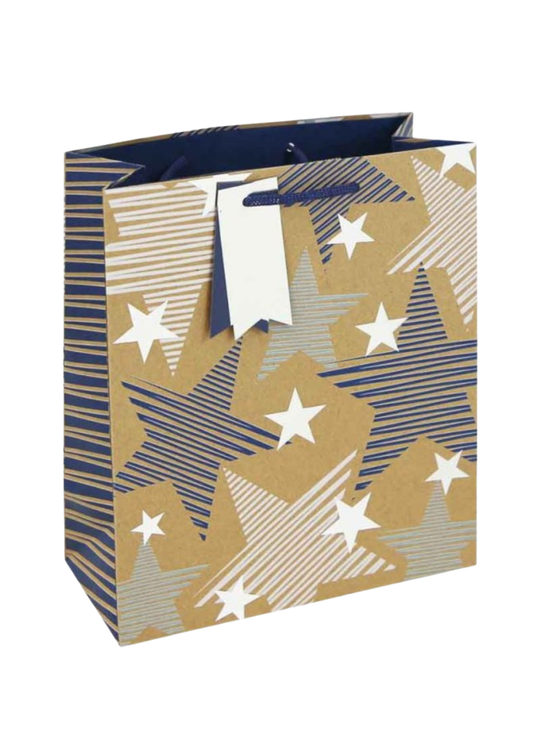 Punga Cadou Bej cu Stele SDE 402 M Gift Design