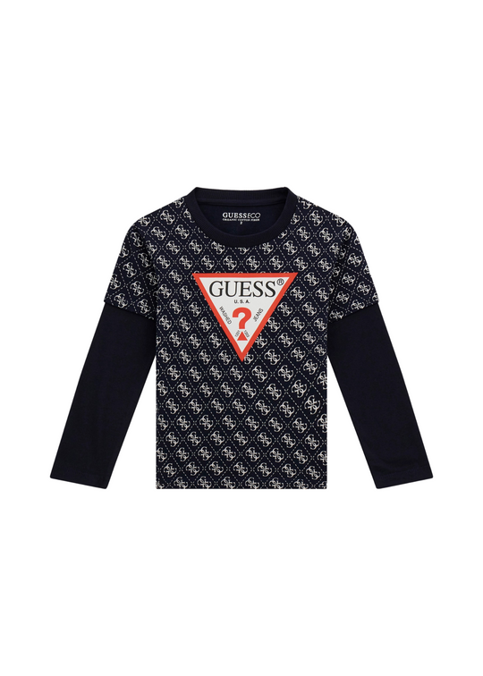 Bluza Bleumarin cu Maneca Lunga Imprimeu Monograma N5YI09 K8HM4 P7SR Guess