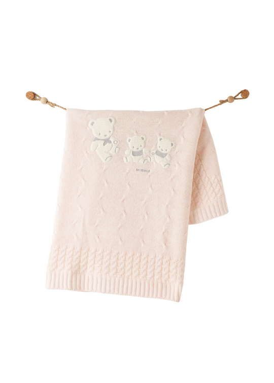 Patura Tricotata Roz cu Ursi AC26341 Andywawa