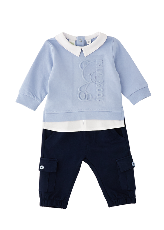 Set 2 Piese Bluza Bleu si Pantaloni Lungi Bleumarin cu Buzunare 4.G042/00 iDO