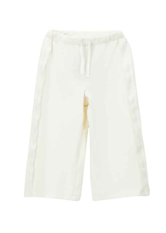 Pantaloni Lungi Crem cu Dantela si Siret in Talie 0.G385/00 Sarabanda