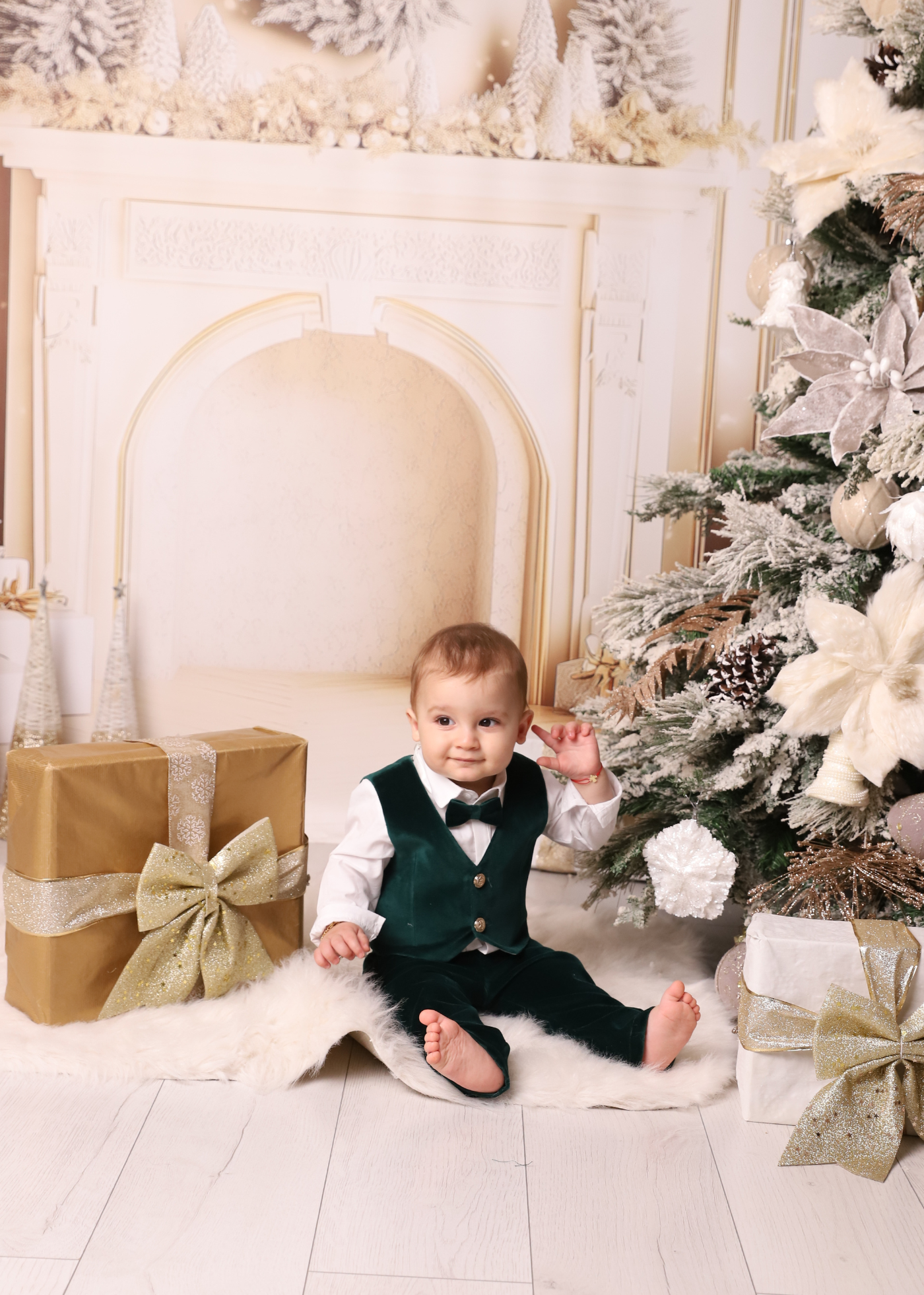 Costum Ayan Catifea Verde AnneBebe