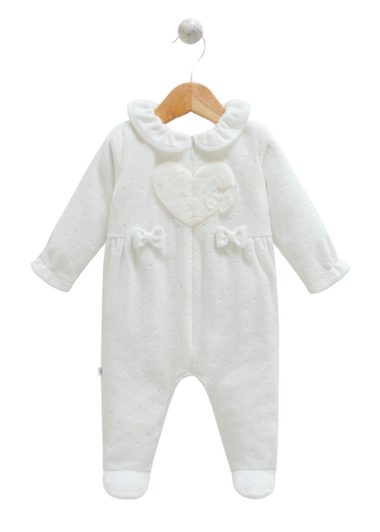 Salopeta Lunga Crem din Velur cu Inima si Fermoar TK1114 Mell Sweet Baby