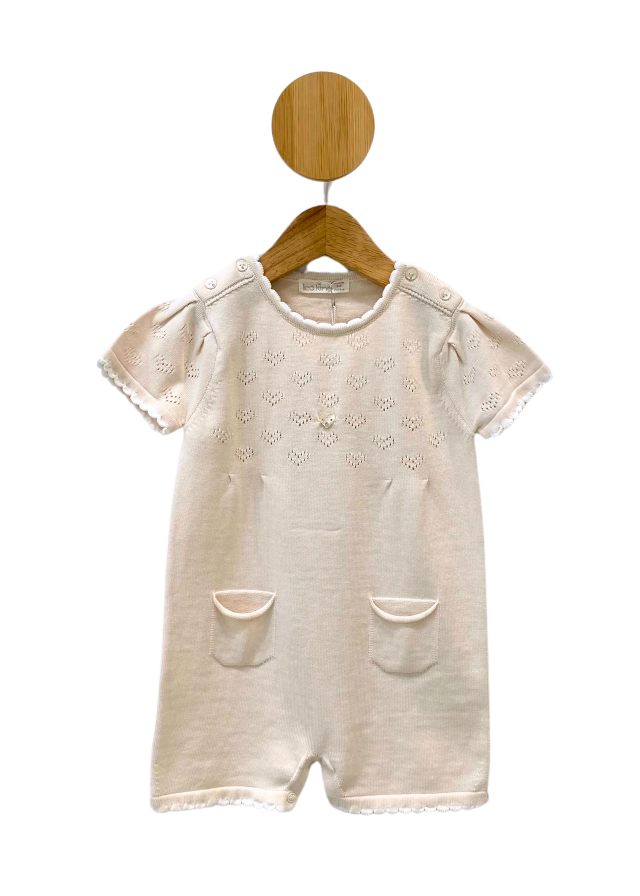 Short Beige Knitted Overalls with Pockets 7400 Leo King