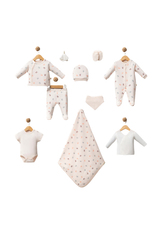 Set 10 Piese Maternitate Crem cu Imprimeu Fluturi 4112 Bubbles