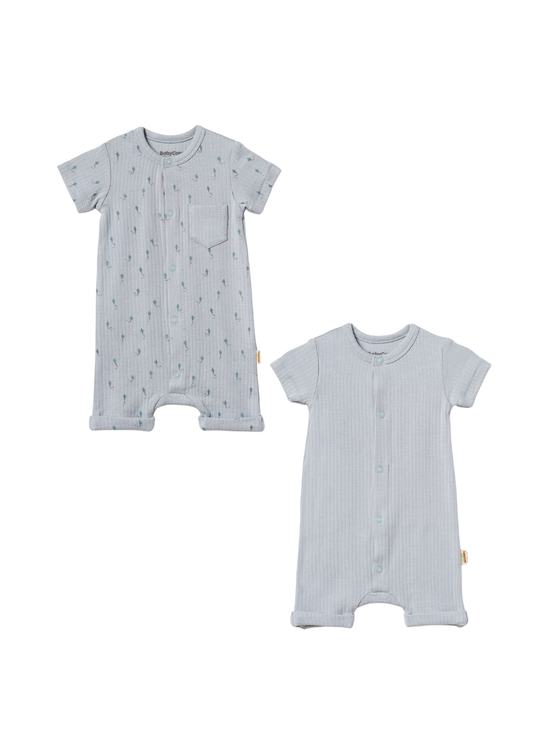 Set 2 Salopete Scurte Verde Menta cu Imprimeu Zmeu Micromodal CSYM31115 Baby Cosy