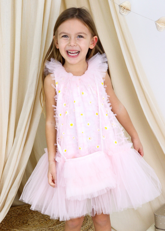 Pink Tulle Ceremony Dress with Daisies M0633 Connie Baby