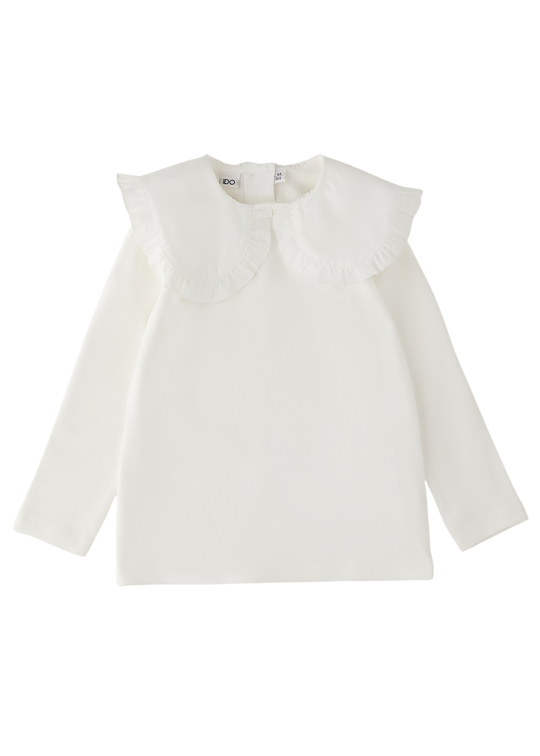 Bluza Crem cu Guler Rotund din Bumbac pentru Fete – iDO