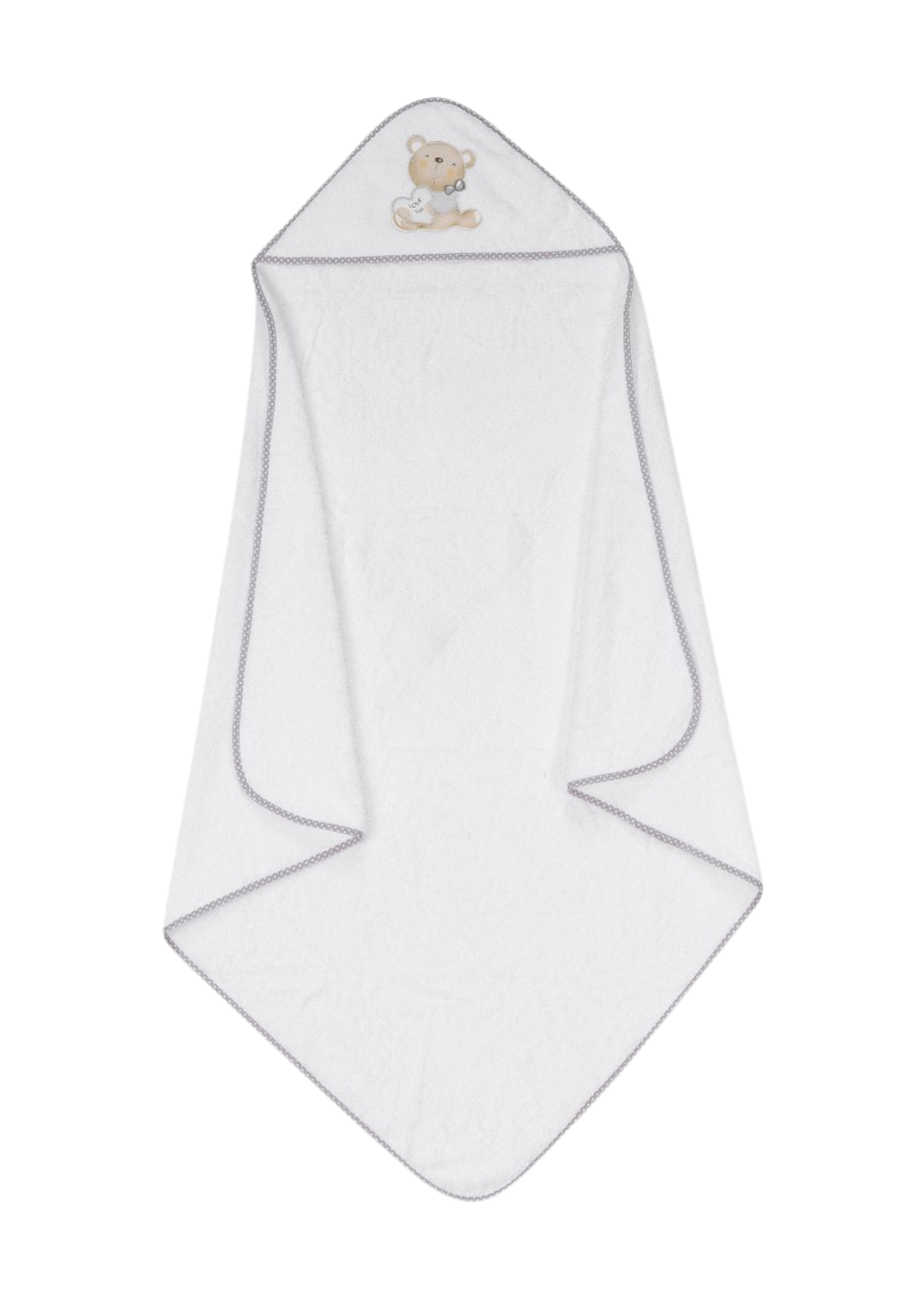 Prosop cu Capison 100x100 cm Alb-Gri cu Ursulet P1177-18 InterBaby