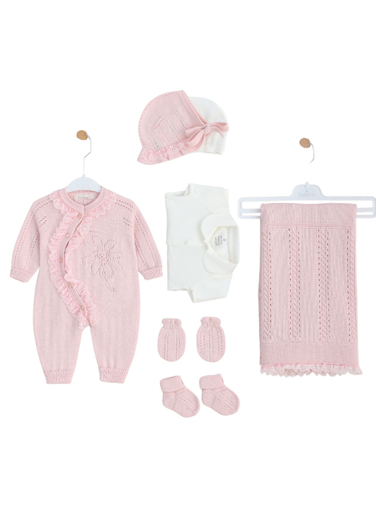 Set of 7 Pink Knitwear with Overalls 3416 Leo King