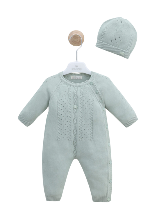 Set Salopeta Lunga Tricotata Vernil cu Fes 7463 Leo King