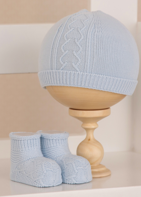 Set Fes si Botosi Tricotate Bleu 1330 Leo King