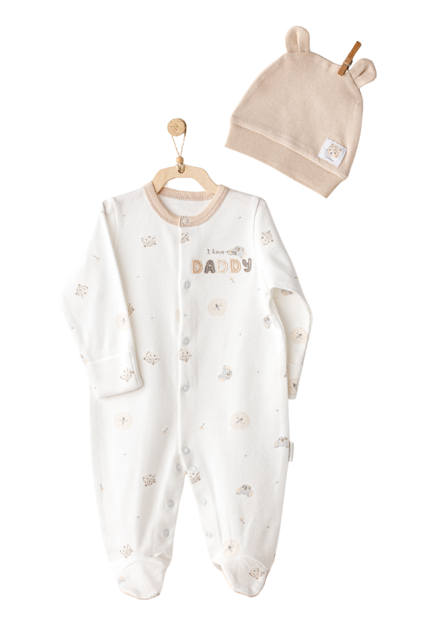 Salopeta Lunga Crem cu Bej cu Aimale si Fes Bej I love My Daddy AC25853 Andywawa